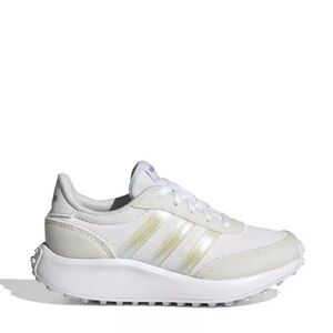 Adidas Run 70 White and Iridescent Cream Running Shoes Little Girls 13 Sneaker